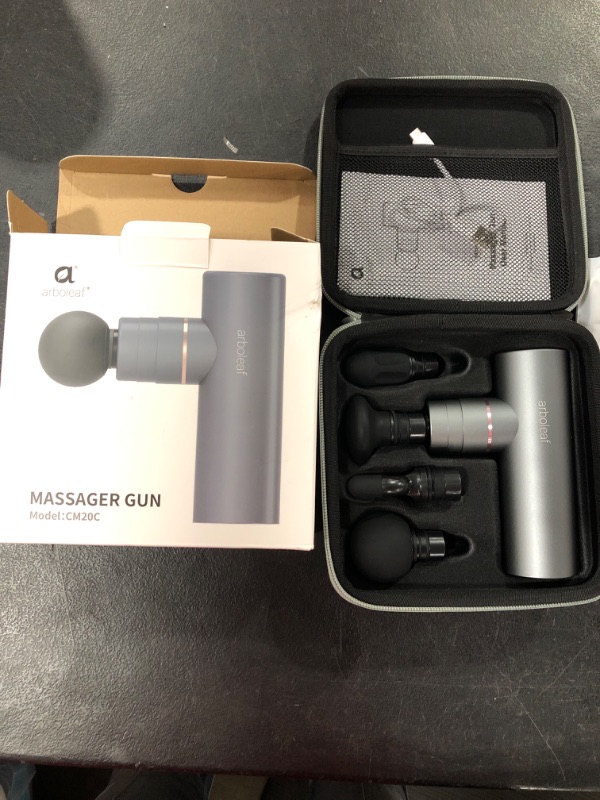 Photo 2 of arboleaf Mini Muscle Massager, Deep Tissues Massage Gun with Case, Portable Handheld Massager Suitable, Super Quiet Mini Massage Gun, Athletes, Sports for Travel, Home, Office Gifts, Lightweight Gray+case