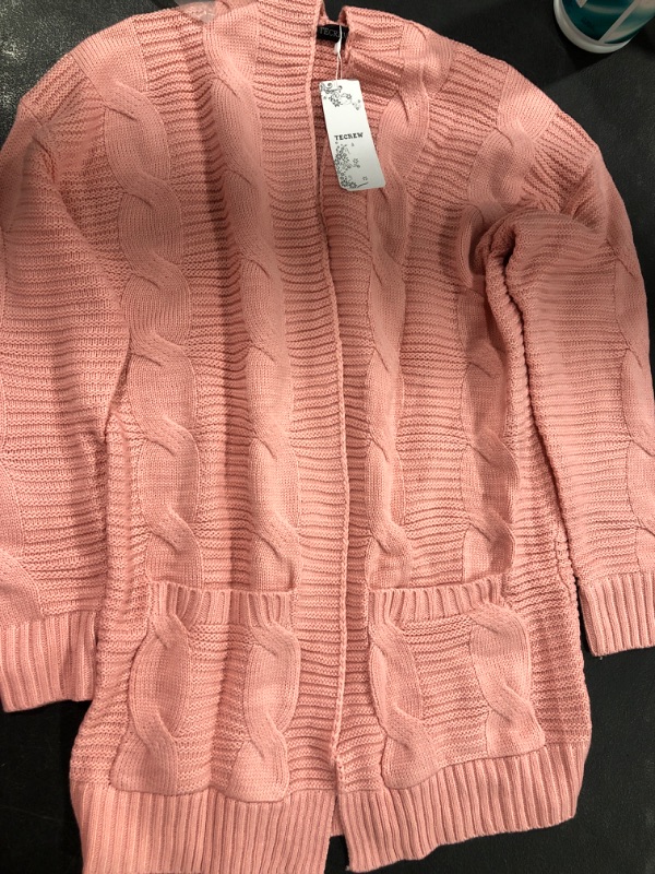 Photo 2 of (MEDIUM) Knit Open Front Longline Cardigan ROSE PINK