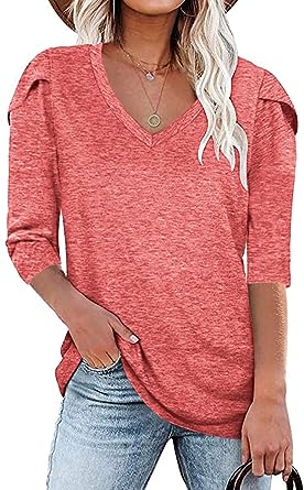 Photo 1 of (MEDIUM) Danedvi 3/4 Sleeve Shirts for Women Fashion V Neck Half Sleeve Casual Summer Tunic Tops
 
