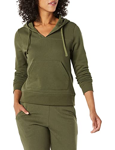 Photo 1 of (X-SMALL) Amazon Essentials Women's Classic-Fit Long-Sleeve Open V-Neck Hooded Sweatshirt, Olive, X-Small