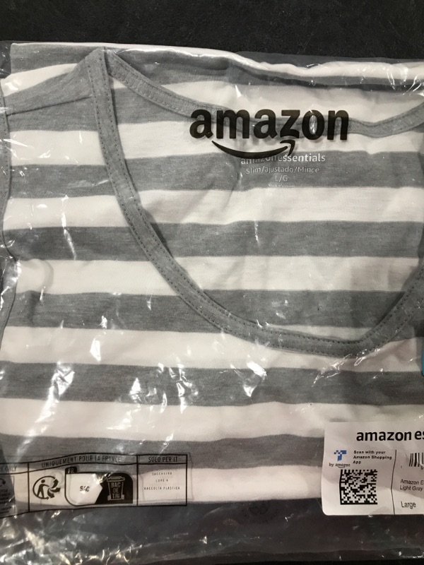 Photo 2 of (LARGE) Amazon Essentials Men's Slim-Fit Tank Top Large Grey Heather Stripe