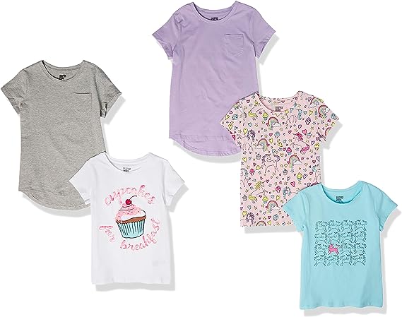 Photo 1 of (4T) Amazon Essentials Girls and Toddlers' Short-Sleeve T-Shirts, Multipacks