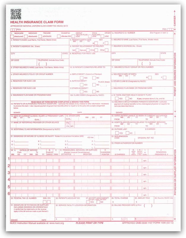 Photo 1 of NextDayLabels - CMS 1500 / HCFA 1500 Insurance Claim Forms - Laser/Ink-Jet Compatible (New Version 02/12) Letter Size 8-12" x 11" 500 Sheets Per Ream
