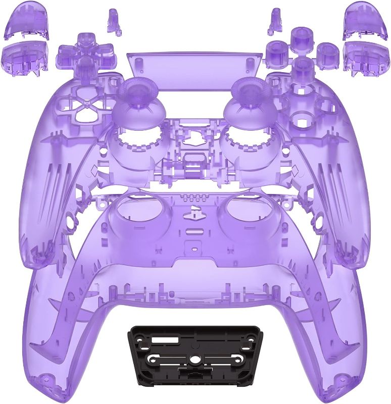 Photo 1 of eXtremeRate Full Set Housing Shell with Buttons Touchpad Cover, Clear Atomic Purple Custom Replacement Decorative Trim Shell Front Back Plates Compatible with ps5 Controller - Controller NOT Included