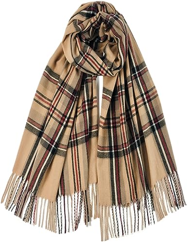 Photo 1 of Aenico Scarf for Men Women Cashmere Feel Scarf Women Winter Large Scarf Cold Weather Plaid Scarf Chunky Pashmina 78.8"x 27.6"