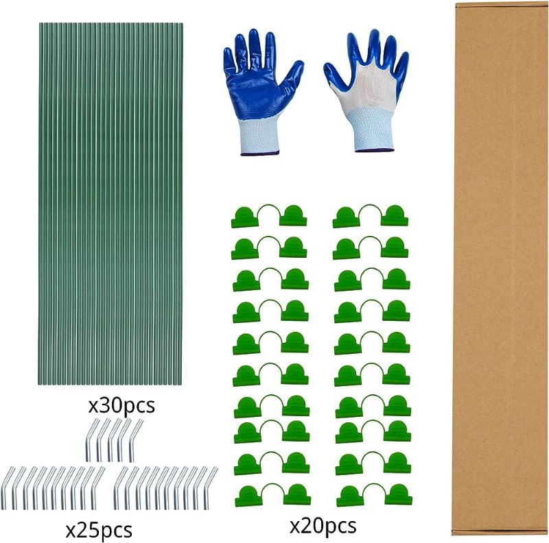 Photo 1 of 30pcs Greenhouse Frame Kit Fits 3/4/5ft Or Wider Garden Hoops Raised Bed Row Cover Netting DIY Fiberglass Support Stakes Up to 6 Sets of 7ft Long for Plant Vegetable Winter Frost Protection WingShop