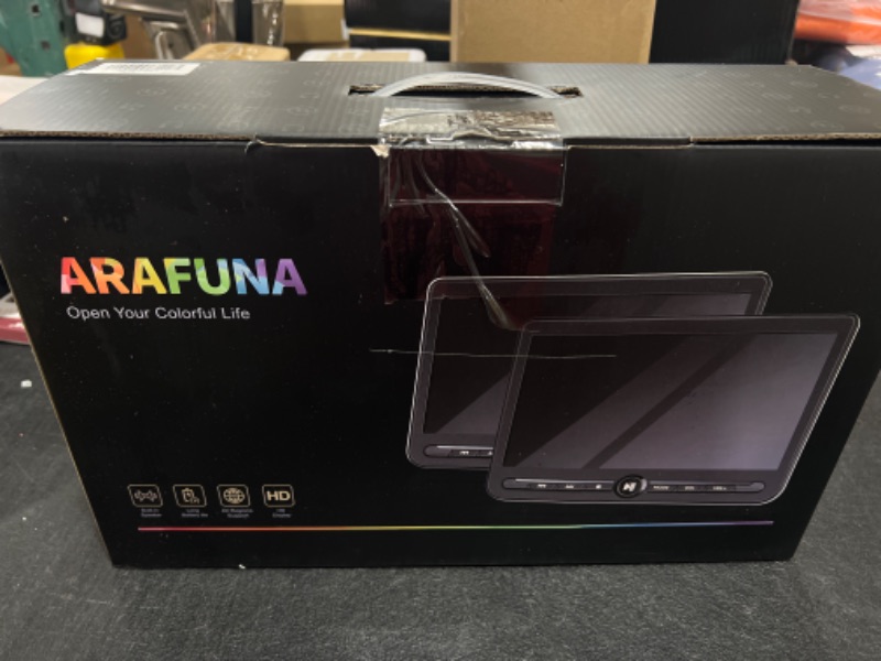 Photo 4 of 10.5" Dual Portable DVD Player, Arafuna Rechargable Car DVD Player Dual Screen Play A Same or Two Different Movies, Headrest DVD Player for Car with 5-Hour Battery, Support USB/SD, Last Memory
