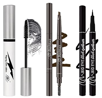 Photo 1 of 3 pack Silk Fiber Mascara, Natural Waterproof Smudge-Proof, All Day Exquisitely Long, Smudge-Proof Eyelashes (Dark Brown/Black)
