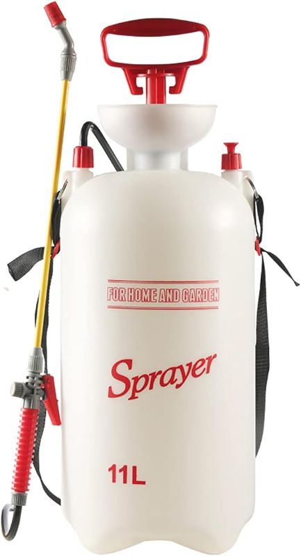 Photo 2 of  Gallon (11L) Lawn and Garden Portable Sprayer Pump Pressure Sprayer with Pressure Relief Valve and Adjustable Shoulder Strap for Lawns and Gardens or Cleaning Decks and Cars
