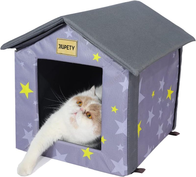 Photo 1 of  Outdoor Cat House Weatherproof,Outside Cat House Waterproof,All Seasons Cats Shelter for Puppy Rabbits,Large House for Feral and Indoor Cats,Enclosed Bed Box,Soft Cave Movable Insulated,Gray