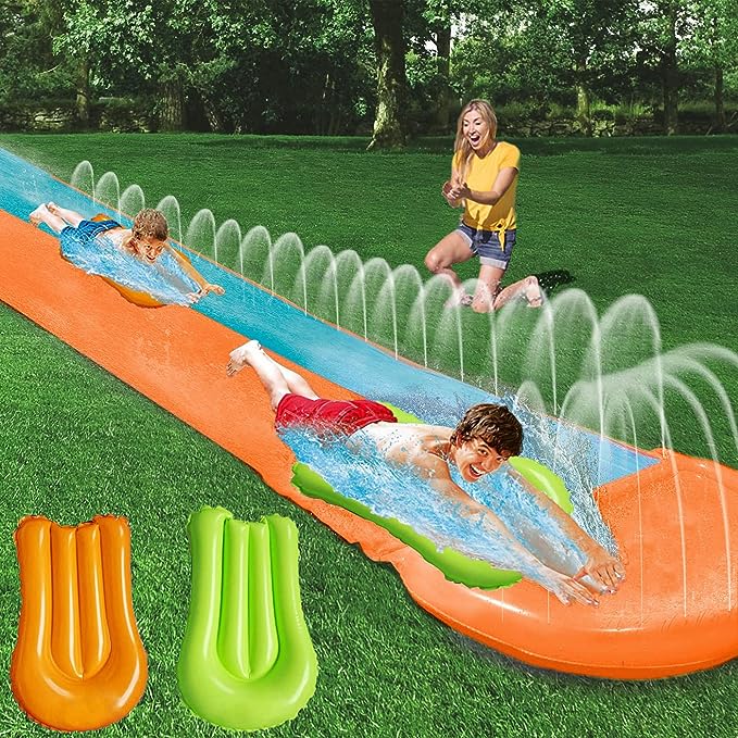 Photo 1 of  16FT Inflatable Water Slide W/ 2 Bodyboards, Outdoor Toys Water Raci
