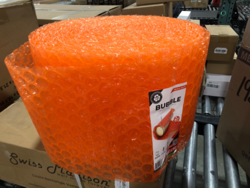 Photo 1 of 12in x 90ft roll of orange bubble wrap