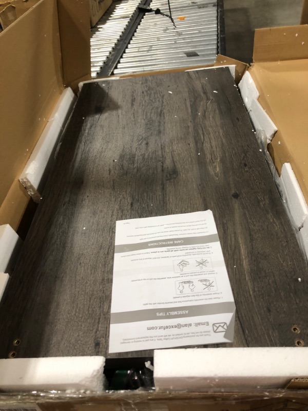 Photo 1 of EXCEFUR Coffee Table with Storage Shelf,Rustic Wood and Metal Cocktail Table for Living Room,Grey