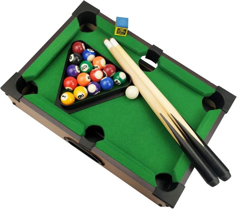 Photo 1 of Benfu Mini Table Billiards Game, Home and Office Desktop Billiards Game, Including Pool Table 15 Colorful Balls, 1 Cue Ball, 2 Billiard Sticks, 1 Chalk Triangle Cube 20"