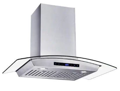 Photo 1 of 30 in. W Convertible Glass Wall Mount Range Hood with 2 Charcoal Filters in Stainless Steel
