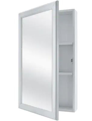 Photo 1 of 15.25 in. W x 26 in. H Framed Gray Surface Mount Medicine Cabinet with Mirror
