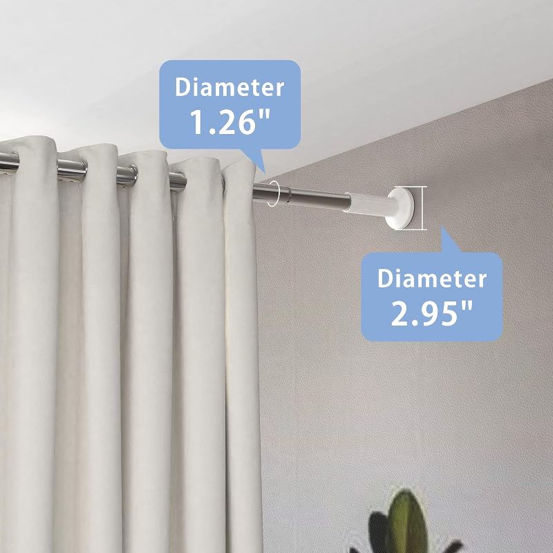 Photo 2 of  Tension Curtain Rod, 51-126 inch Adjustable Spring Shower Tension Curtain Rod, Stainless Steel Closet Rod for Win