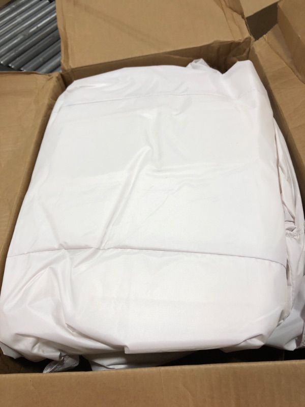 Photo 1 of White Bounce House with Blower, Inflatable Trampoline for Kids, Bounce House with Slide, Basketball Hoop, Target Ball, Durable and Easy to Install, Suitable for Kids Birthday 6FT×4.6FT white bounce house