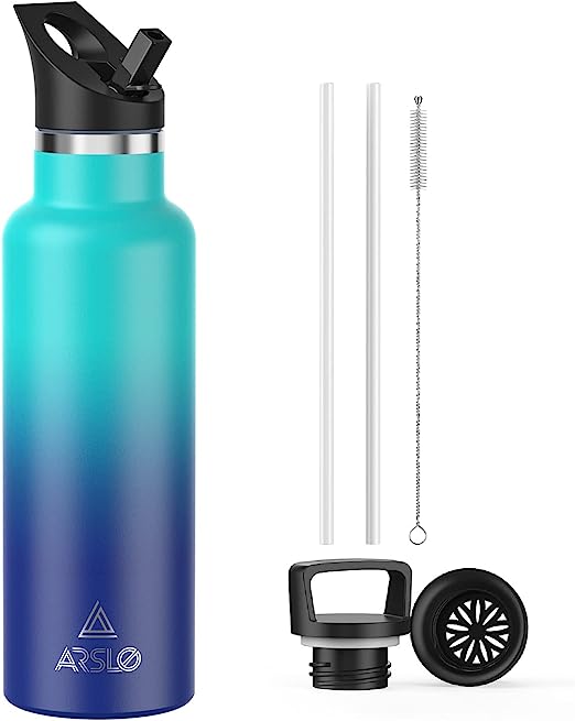 Photo 1 of  Arslo Insulated Stainless Steel Water Bottles, Double Wall Water Bottle With Straw,Vacuum Insulated Bottle Keep Cold 24 Hours