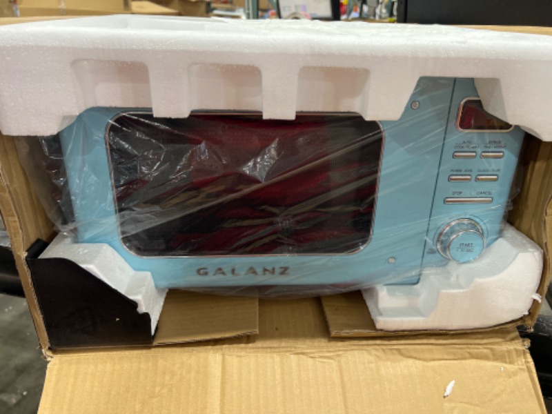 Photo 3 of Galanz GLCMKZ07BER07 Retro Countertop Microwave Oven with Auto Cook & Reheat.7 cu ft, Blue & Frigidaire EFR176-BLUE 1.6 cu ft Blue Retro Fridge with Side Bottle Opener. for The Office, Dorm Room