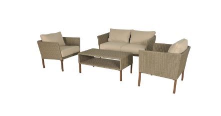 Photo 1 of 2-Piece Wicker Outdoor Patio Deep Seating Set with Tan Cushions(STOCK PHOTO OF TABLE ,LOVESEAT !CHAIRS DONT INCLUDED)
