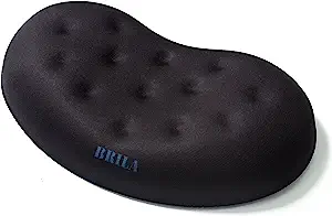 Photo 1 of BRILA Ergonomic Memory Foam Mouse Wrist Rest Support Pad Cushion for Computer, Laptop, Office Work, PC Gaming - Massage Holes Design - Wrist Pain Relief (Black Mouse Wrist Rest)
