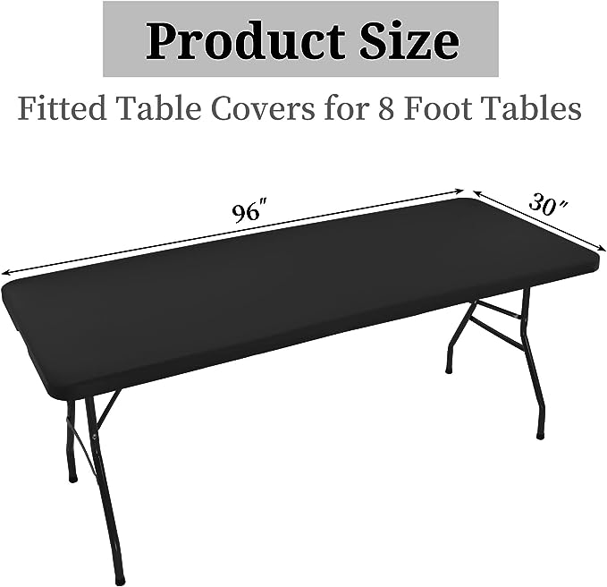Photo 1 of 1 Pieces Stretch Fabric Table Top Cap Cover for Home Party Banquet Picnic Wedding, 30 x 96 Inches, Black
