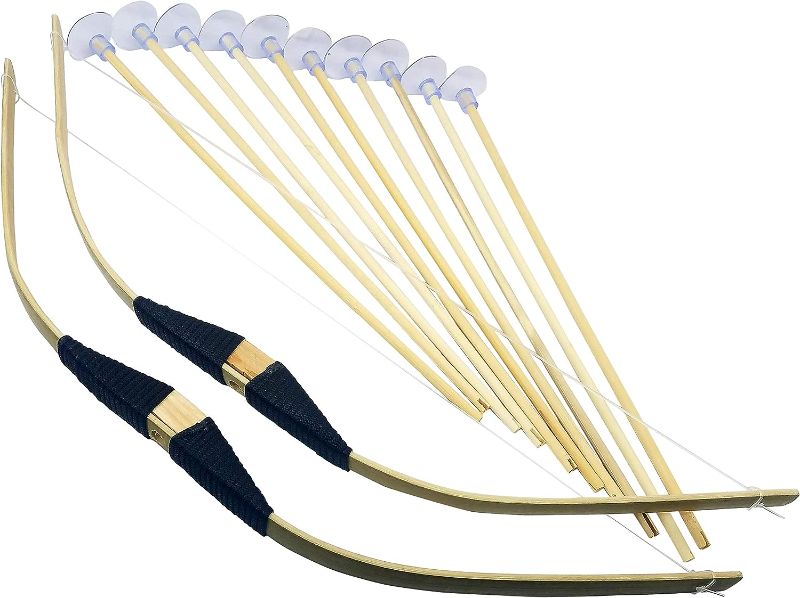 Photo 1 of Adventure Awaits -Handmade Wooden Bow and Arrow Set - 10 Wood Arrows with Suction Cups - for Indoor and Outdoor Play (1 Bow)
