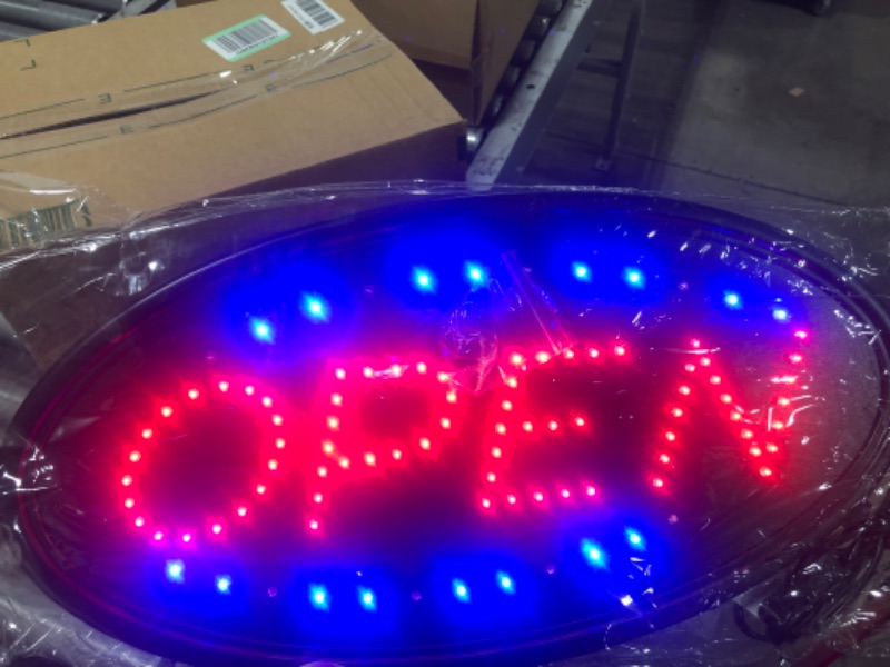 Photo 2 of Open LED Sign, Ultra Bright LED Business Open Sign, Advertisement Board High Visibility Electric Display Sign,18.9x8.3inch Two Modes Flashing&Steady Light for Business,Walls,Window,Shop,Bar,Hotel