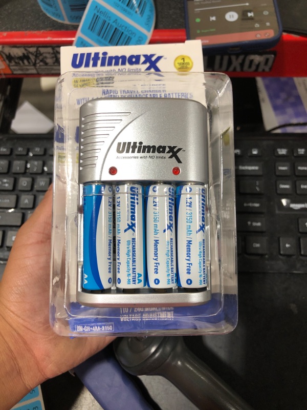 Photo 2 of Ultimaxx 4 Port Charger with 4 AA Batteries (Ultimaxx 4 Port Charger with 4 AA Batteries 3150mAh Memory Free- Rechargeable