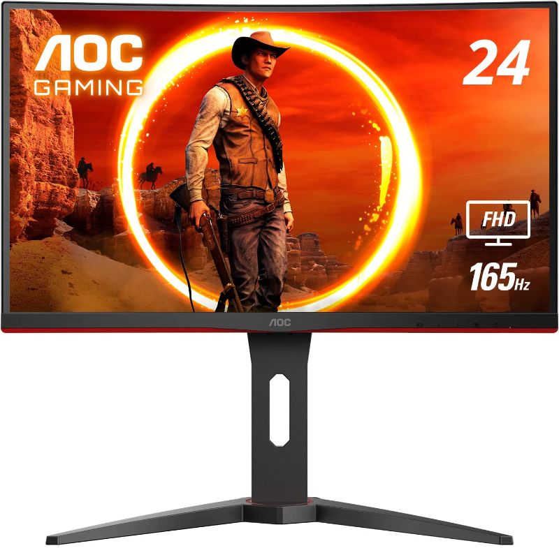 Photo 1 of AOC C24G1A 24" Curved Frameless Gaming Monitor, FHD 1920x1080, 1500R, VA, 1ms MPRT, 165Hz (144Hz supported), FreeSync Premium, Height adjustable Black 24 in FHD Curved 165Hz 1ms