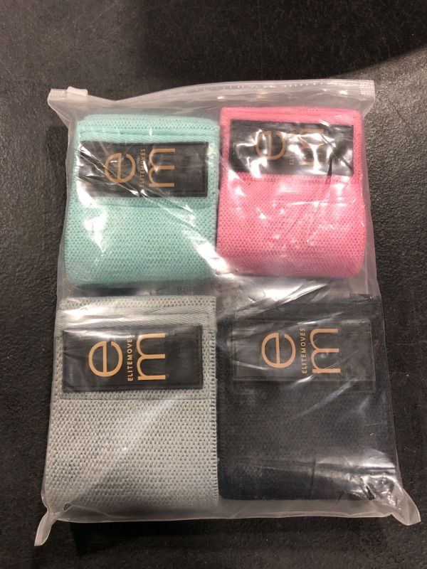 Photo 2 of [4 Pack] Elite Moves - 3 Varied Tensions / Fabric Resistance Bands for Butt and Legs - Women & Men / Versatile Fabric Work Out Bands / Leg Resistance Bands for All Body Types