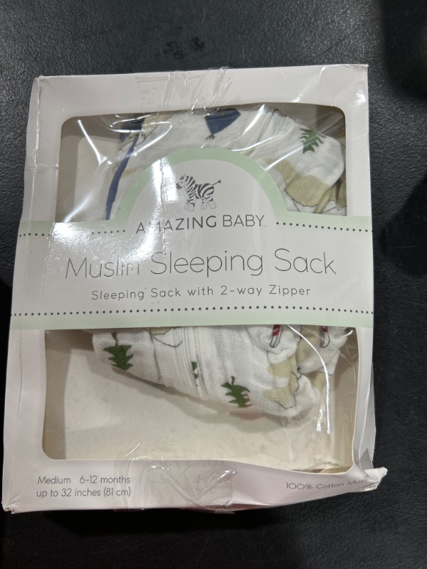 Photo 1 of Amazing Baby Cotton Muslin Sleeping Sack, For Baby Boy or Girl, Wearable Blanket with 2-way Zipper, Outdoor Adventure, Denim, Medium (6-12 Month) Outdoor Adventure Medium (6-12 Month)