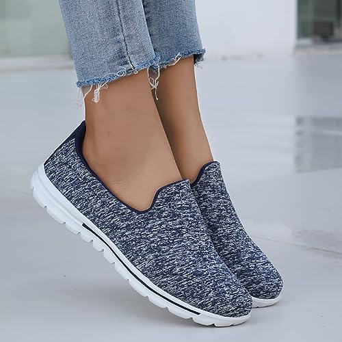 Photo 1 of Ballaza Womens Slip on Walking Shoes Arch Support Comfortable Workout Sneakers for Women Tennis Memory Foam Non-Slip Loafer Blue Size 10