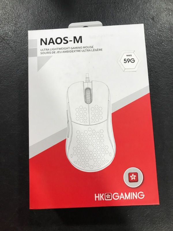 Photo 2 of HK GAMING NAOS M Ultra Lightweight Honeycomb Shell Ambidextrous Wired RGB Gaming Mouse 12 000 cpi | 7 Buttons | 59 g (Naos-M, White) Medium | Naos-M White