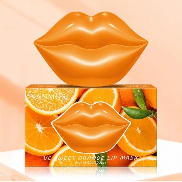 Photo 1 of 20Pcs Moisturizing Lip Mask with Box, Collagen Crystal Gel, Lip Sleeping Mask Reduces Lips Lines and Lightens Lips Color, Anti-Wrinkle, Aging, Dry, Cracked - Overnight Lip Care Fall/Winter (Orange)