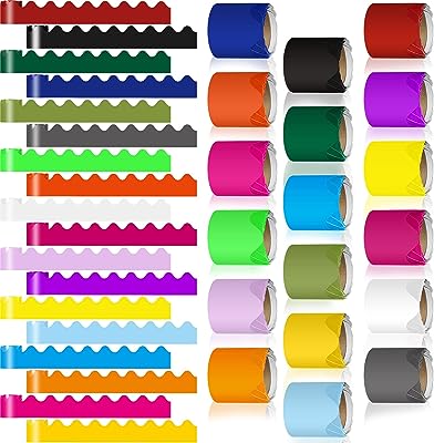 Photo 1 of 18 Packs Scalloped Bulletin Board Borders in 18 Colors, 300 Feet Polka Dot Rolled Scalloped Border Trim Classroom Borders for Bulletin Board Wall Classroom Decoration (Classic Style) 
