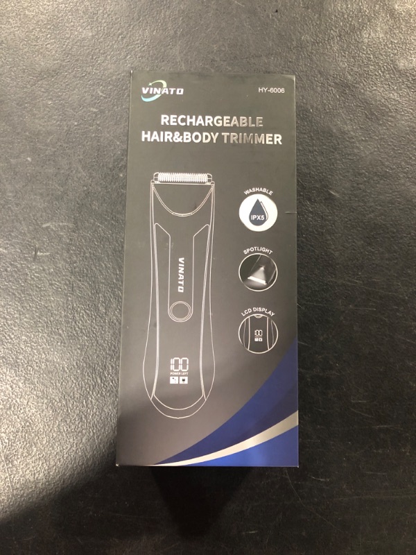 Photo 2 of Electric Body Hair Trimmer Shaver - VINATO Waterproof Groin for Men Ball USB Recharge Dock Grooming Kit Replaceable Ceramic Blade Male Hygiene Razor 90 Mins Battery Life Black