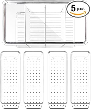 Photo 1 of ZHOMA 5 Pcs Drawer Organizer Set Dresser Desk Drawer Dividers - Storage Tray with cover for Utensil, Cutlery in Kitchen, Bathroom, Cabinet Drawer