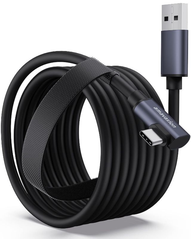 Photo 1 of Amavasion Link Cable 16FT Compatible with Oculus/Meta Quest 2/Pro Accessories and PC/Steam VR,High Speed PC Data Transfer USB 3.0 to USB C Cable for VR Headset and Gaming PC(Black 16FT)
