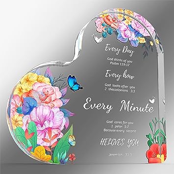 Photo 1 of Acrylic Heart Shaped Christian Women Gifts, Inspirational Women and Coworkers, Friends, Classmates, Encouragement Gifts, Bible Verses
