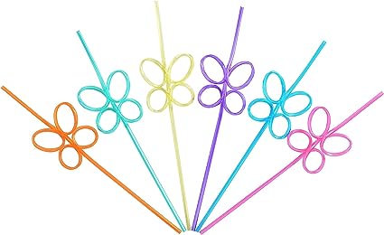 Photo 1 of 18 pcs Butterfly Party Straws Crazy Silly Straws for Kids & Adults Butterfly Birthday Decorations Bachelorette Party Favors 