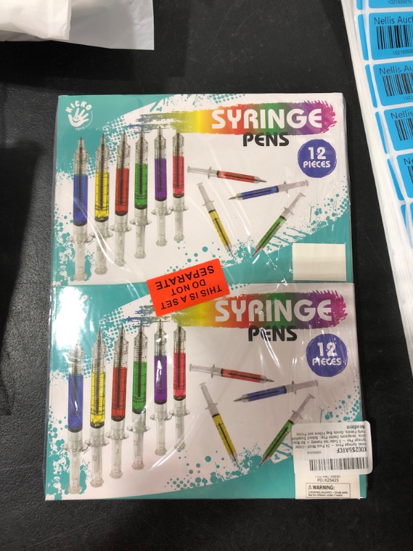 Photo 2 of Kicko Syringe Pens - 24 Pack Multi-Color Syringe Pen - 6 Color Ink Variety - for Boys, Girls, Imaginary Doctor Play, School Supplies, Party Favors, Goody Bag Fillers and Prizes 24 Count (Pack of 1)