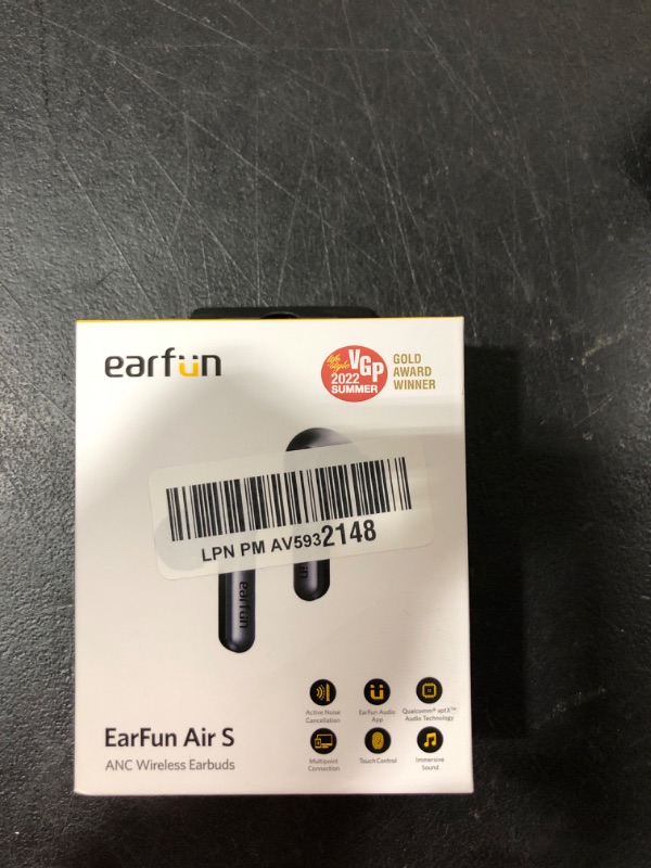 Photo 2 of EarFun Air S Noise Cancelling Wireless Earbuds, Qualcomm® aptX™, 4 Mics CVC 8.0 Call, Multipoint Connection, Wireless Charging, 10mm Wool Composite Drivers, App with Custom EQ, Game Mode, Black