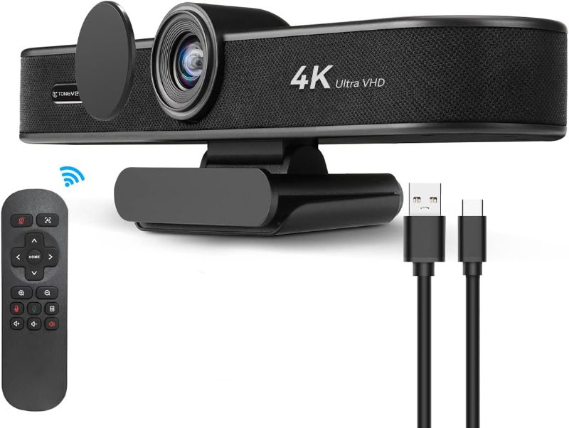 Photo 1 of TONGVEO 4K Webcam with Microphone and Speaker, 5X Digital Zoom ePTZ Video Conference Web Camera for Desktop with Privacy Cover 120° Wide View AI Auto Framing Streaming Webcam for Zoom,Skype
Visit the TONGVEO Store