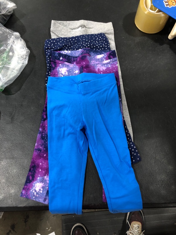 Photo 2 of Amazon Essentials Girls and Toddlers' Leggings (Previously Spotted Zebra), Multipacks 4 Blue/Grey/Navy, Space/Dots 2T