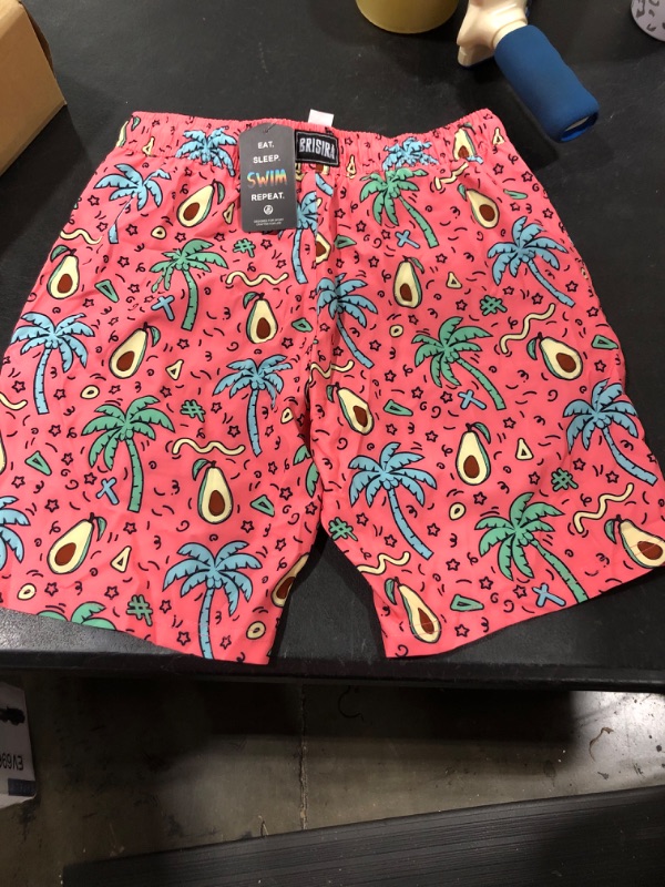 Photo 1 of BRISIRA Boys Swim Trunks Toddler Bathing Suit Anti Chafe Youth Swim Shorts Kids Swim Suit with Compression Boxer Brief Liner 10-12 Pink Avocado