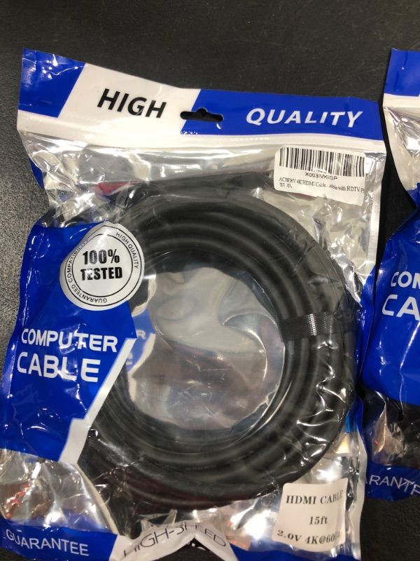 Photo 2 of ACBERY 4K HDMI Cable 15FT, 18Gbps Ultra High Speed HDMI 2.0 Cable, 4K@60Hz 2K 3D HDR 2160P ARC & Ethernet HDMI Cord, HDMI to HDMI Cable for Laptop, Monitors, Roku Fire TV, HDTV, PS5, Xbox One & More