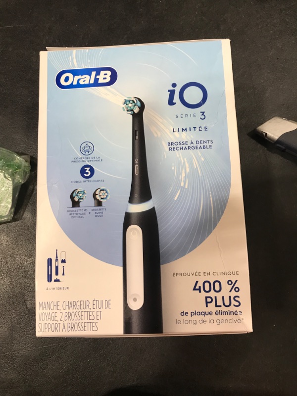 Photo 2 of Oral-B iO Series 3 Limited Electric Toothbrush with (2) Brush Heads, Rechargeable, Black iO Series 3 Limited Black