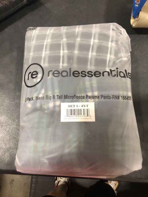 Photo 2 of Real Essentials 3 Pack: Mens Fleece Plaid Pajama Pants - Lounge Pajama Bottoms(Available in Big & Tall) Big & Tall 4X Tall Set a